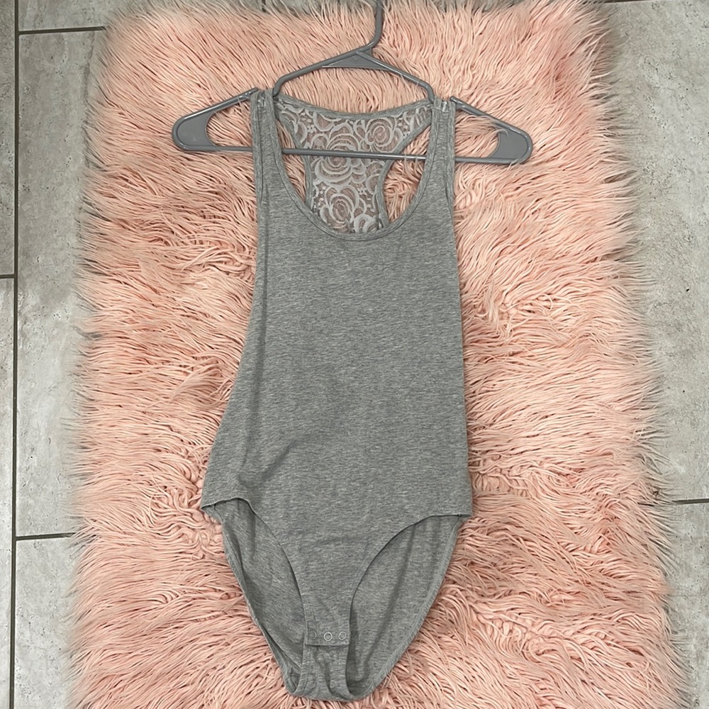 Open back grey bodysuit